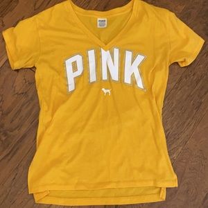 Pink brand mustard tee